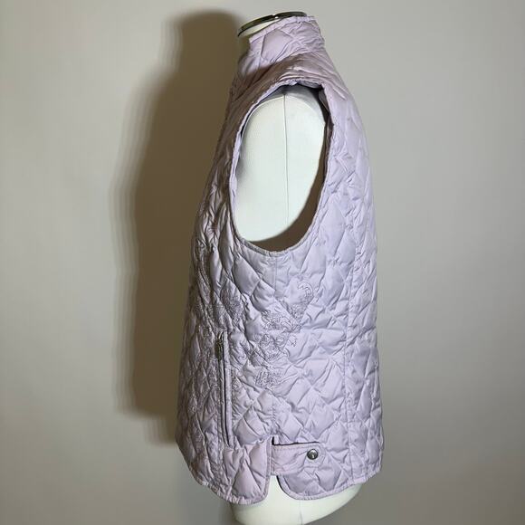 Eddie Bauer Lavender Premium Goose Down Quilted Vest Embroidered Womens Medium M - Picture 3 of 12